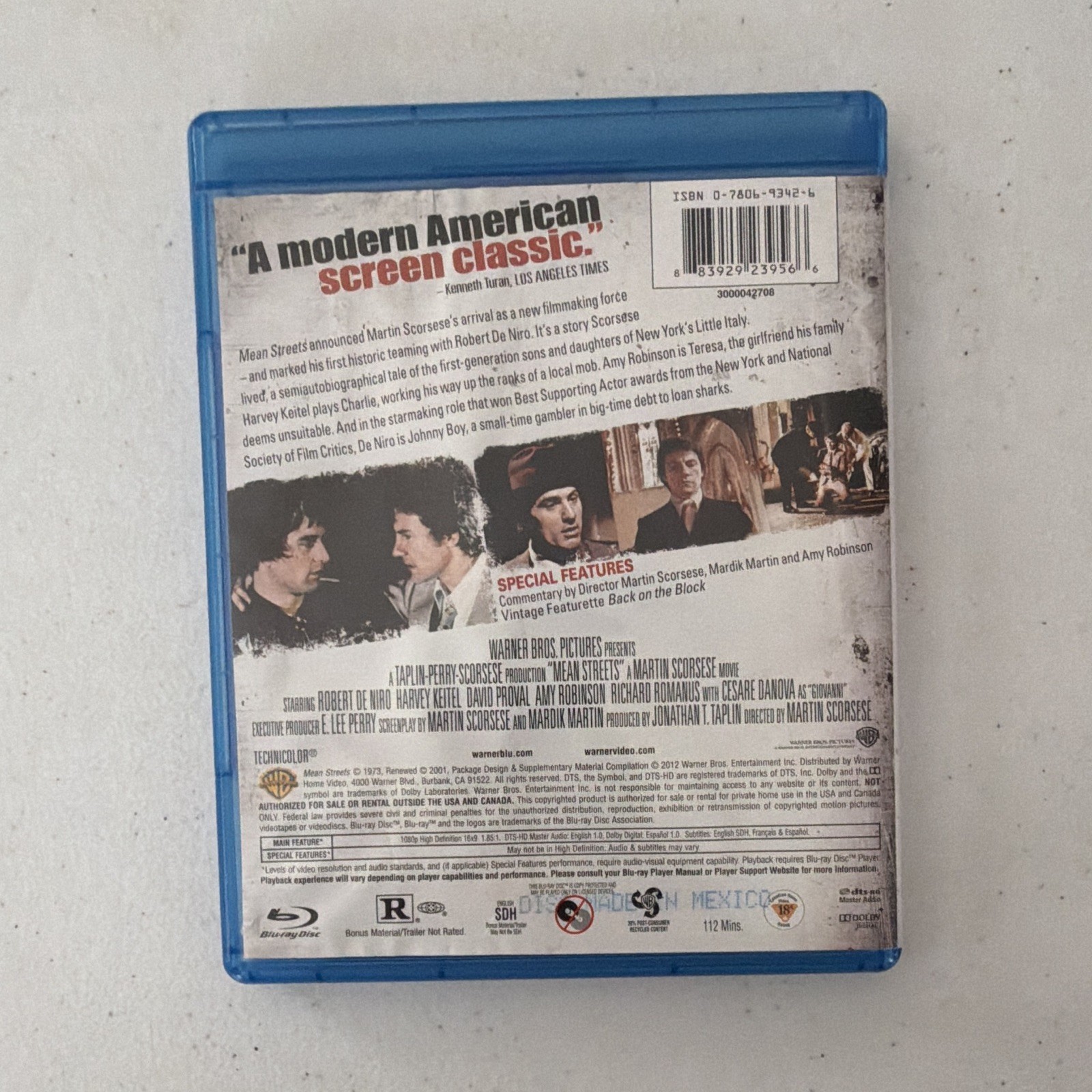 Warner Bros. Mean Streets Blu-ray Scorsese De Niro Keitel Commentary R 2007
