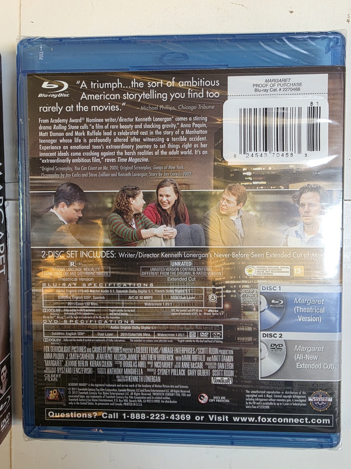 Margaret – MATT DAMON – MATTHEW BRODERICK (Blu-ray/DVD, 2012, 2-Disc St) NEW A21