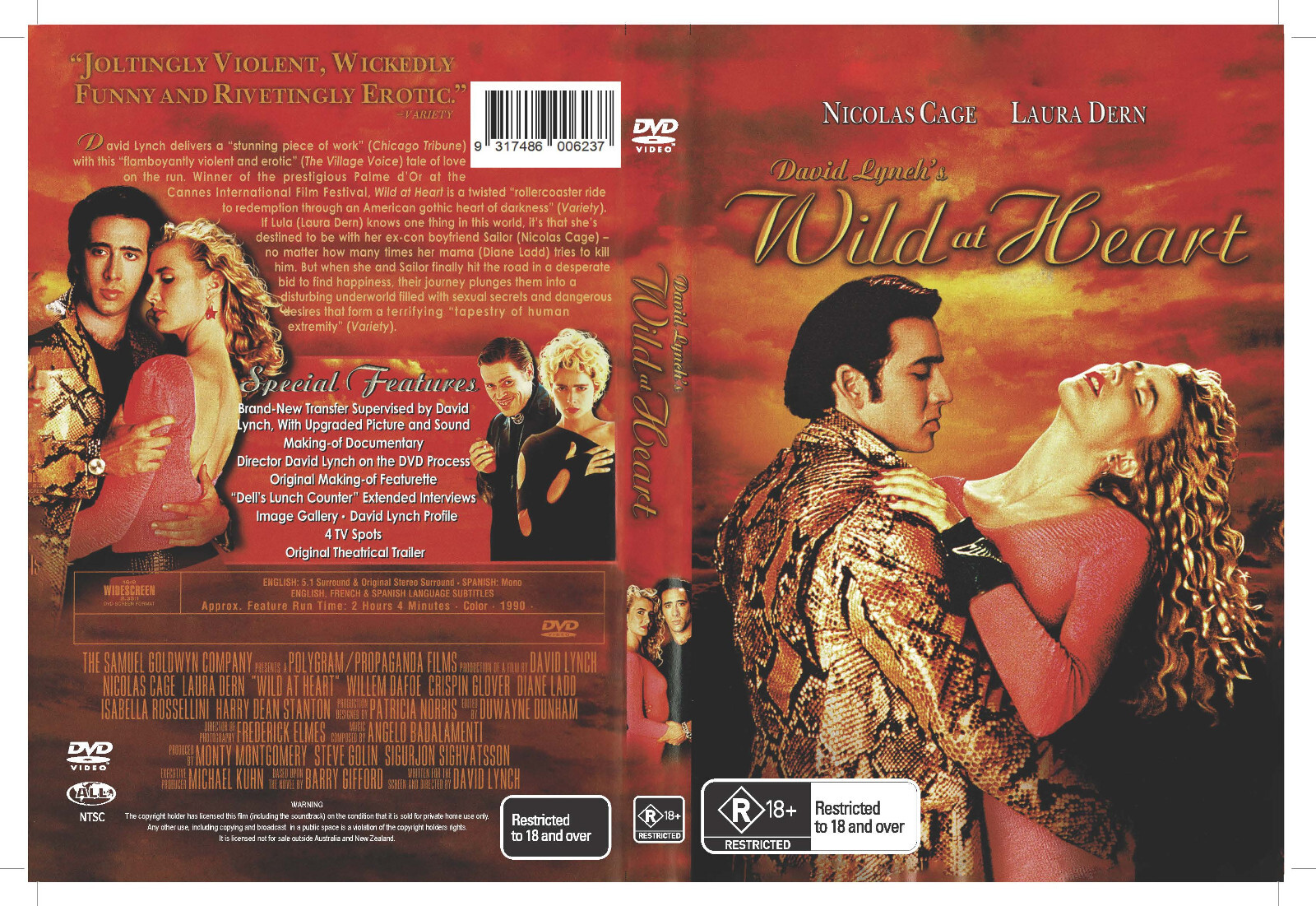 Wild at Heart DVD Region Nicolas Cage Brand New and Sealed Plays Worldwide