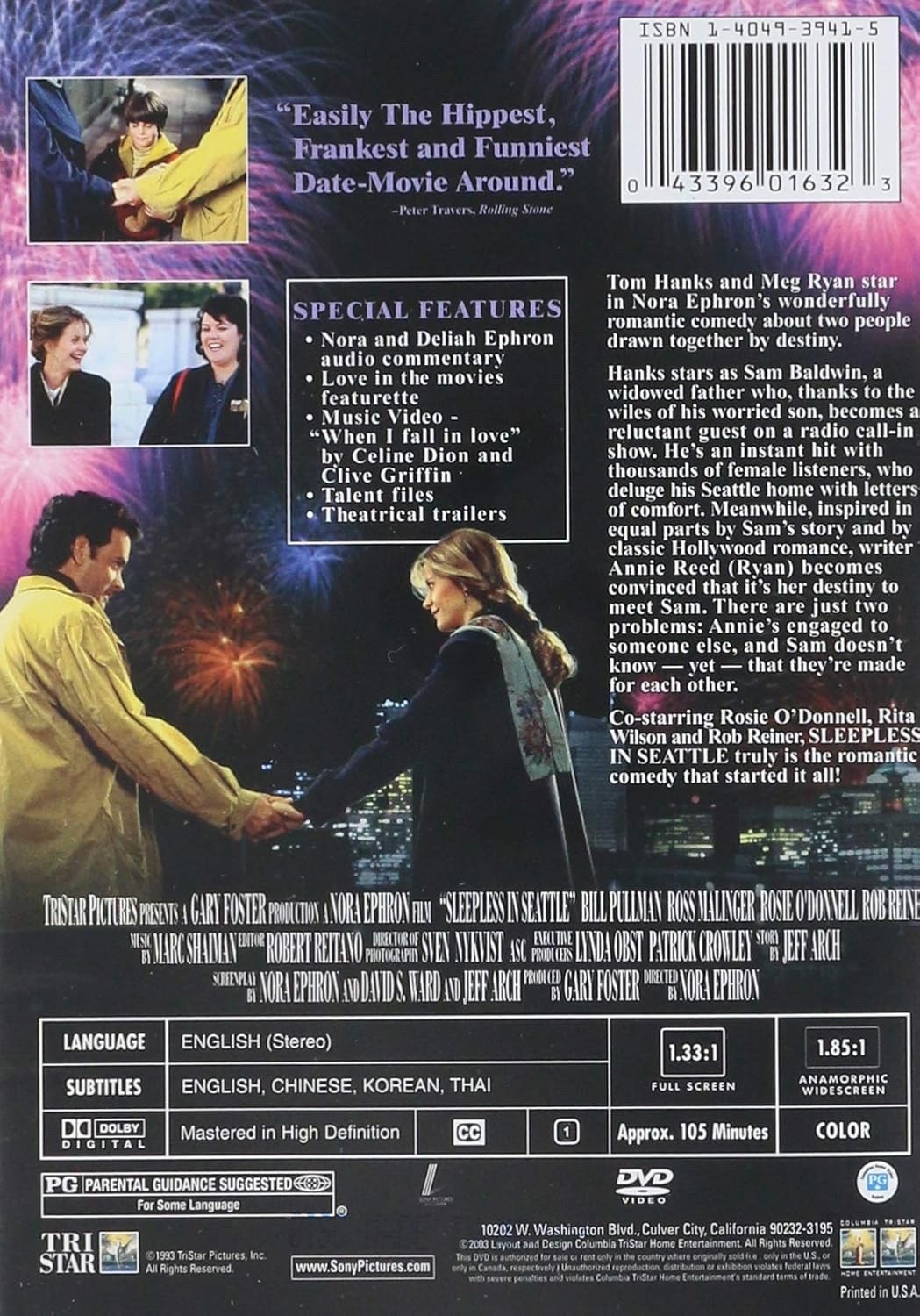 Sleepless in Seattle (DVD, 1993) Tom Hanks Meg Ryan Romantic Comedy Brand New