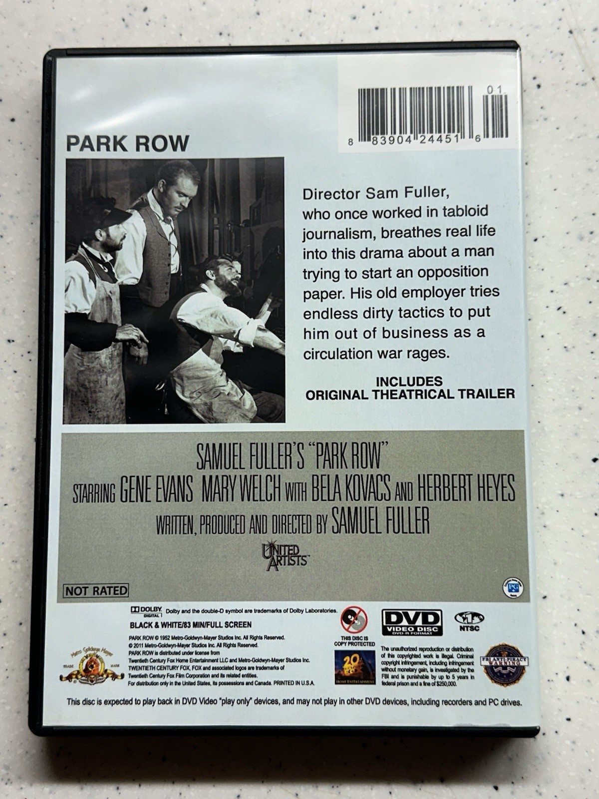 Park Row (DVD, 1952) Samuel Fuller MGM Limited Edition Collection OOP