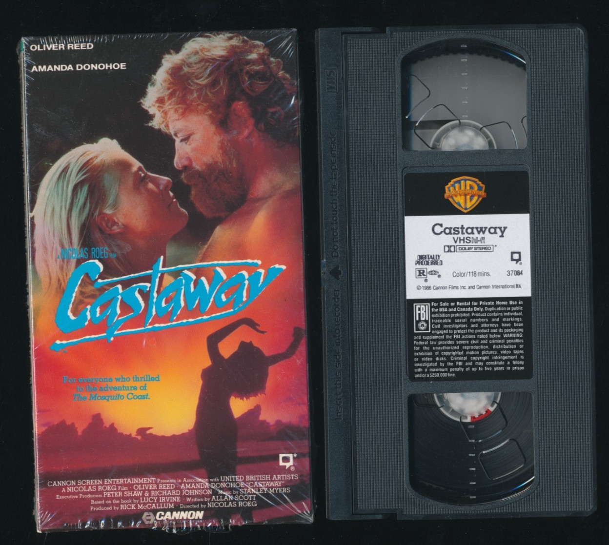 CASTAWAY (1988) Oliver Reed Amanda Donohoe VHS Nicolas Roeg CANNON