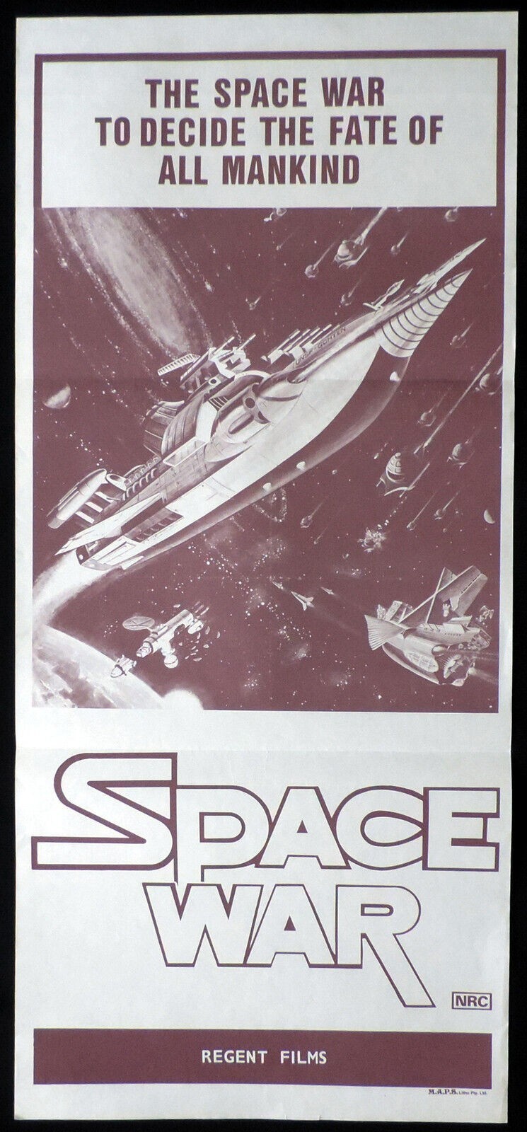 SPACE WAR aka WAR IN SPACE Original Daybill Movie Poster Japanese Sci Fi