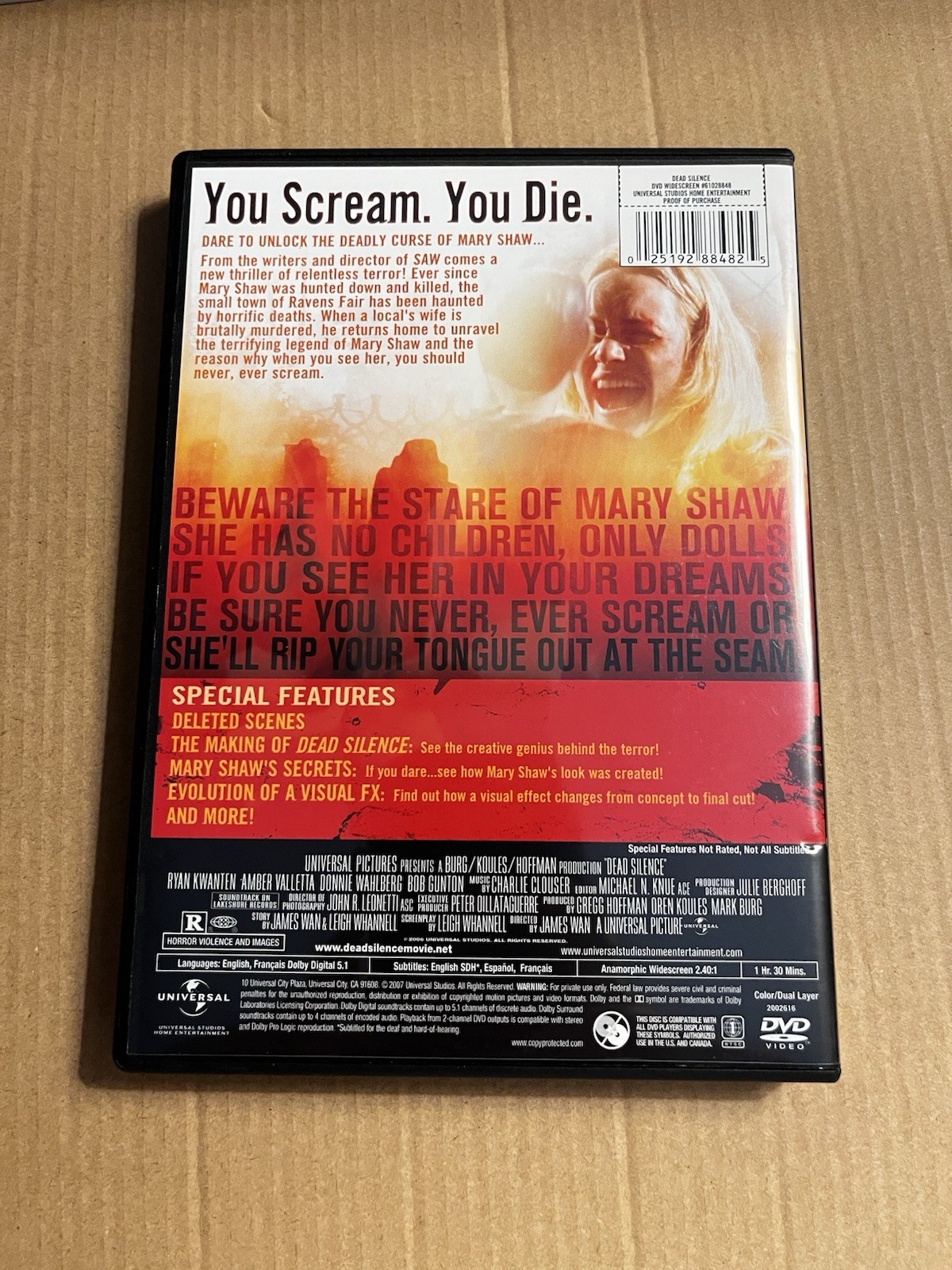 Dead Silence (2007) DVD. Dir. James Wan! Ryan Kwanten, Amber Valletta. Horror!