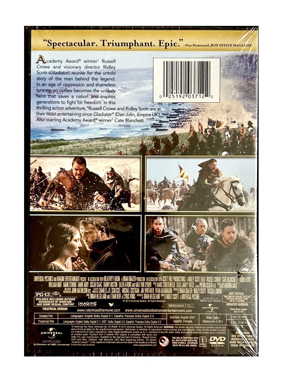 Robin Hood • Crowe & Blanchett (DVD 2010) 156 min. Sealed • 2 Versions