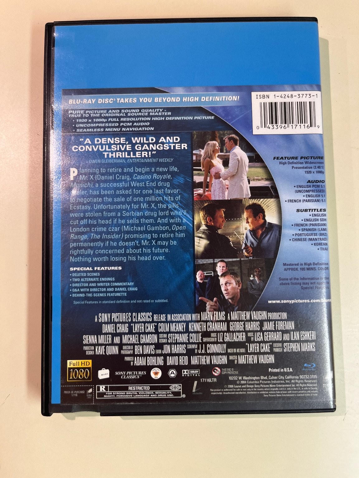 Layer Cake Blu-ray, Daniel Craig, Sienna Miller, Matthew Vaughn Bonus, Ex-Rental