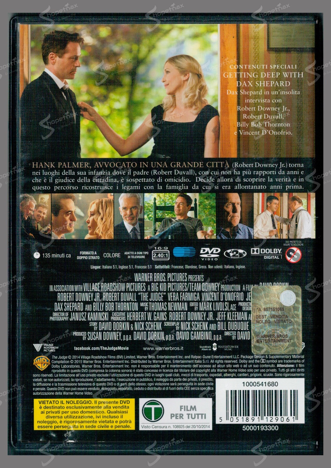 The Judge DVD 2014 David Dobkin Robert Downey Jr. Warner Bros. Drammatico