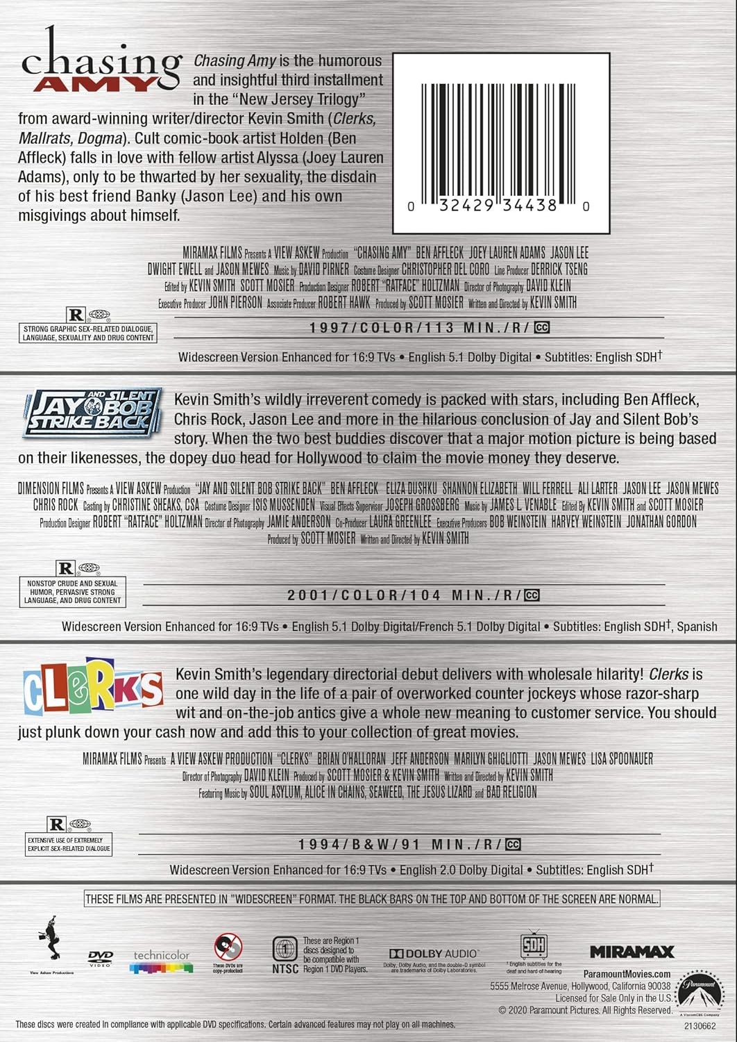 Chasing Amy / Jay and Silent Bob Strike Back / Clerks [DVD] BRAND NEW!!!