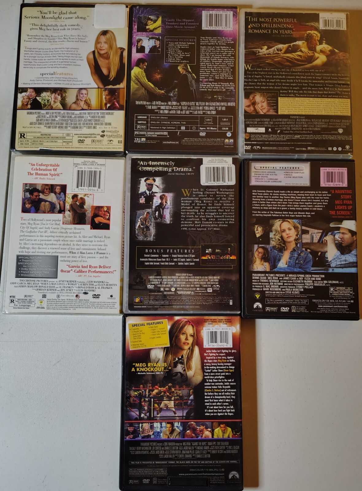 7 Meg Ryan DVD Lot Bundle Sleepless Seattle City Angels + More Romantic Comedy