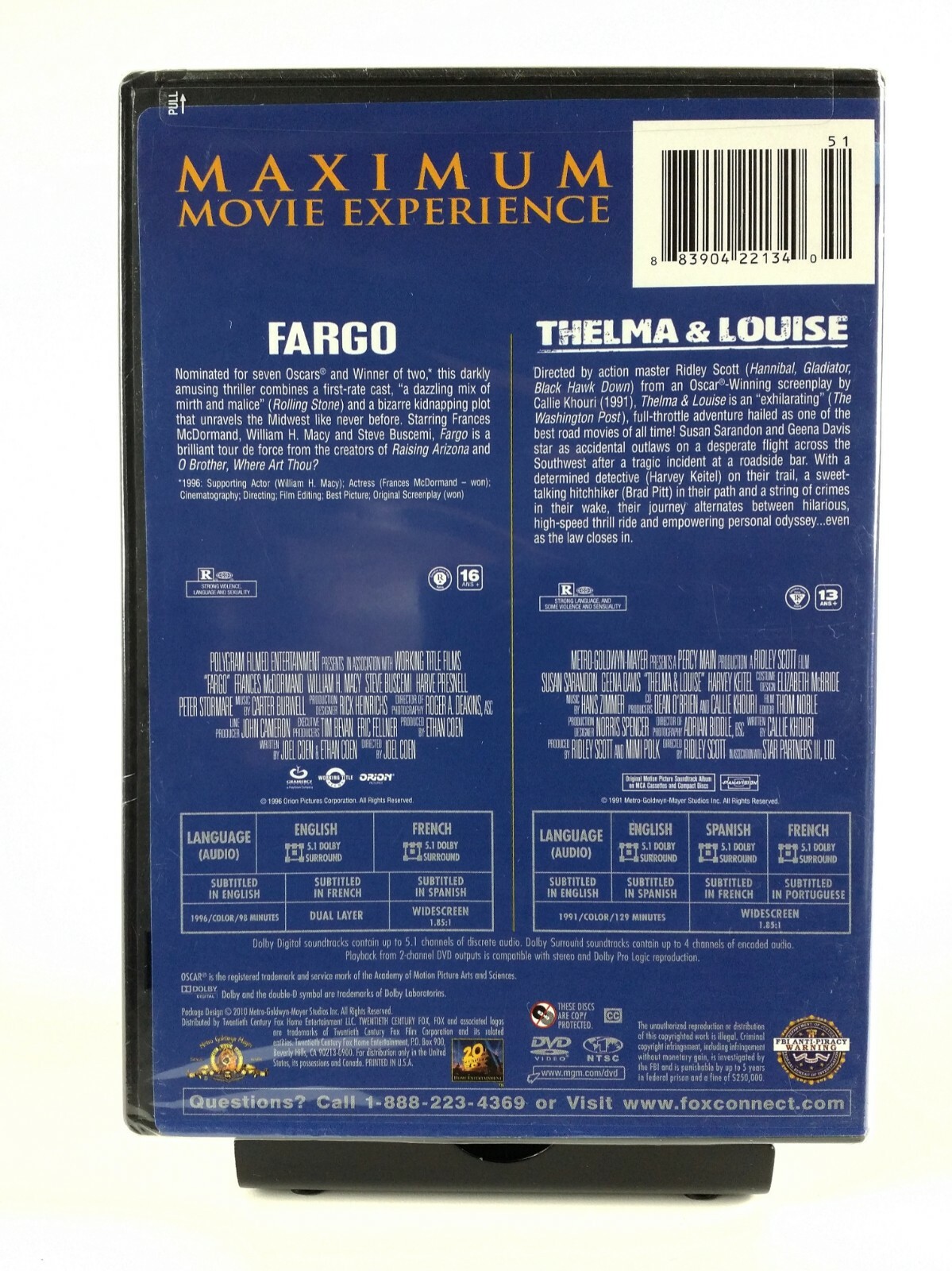 Fargo + Thelma Louise ( 2-DVD Set,1996,1993) William H Macy Geena DaviS *NEW