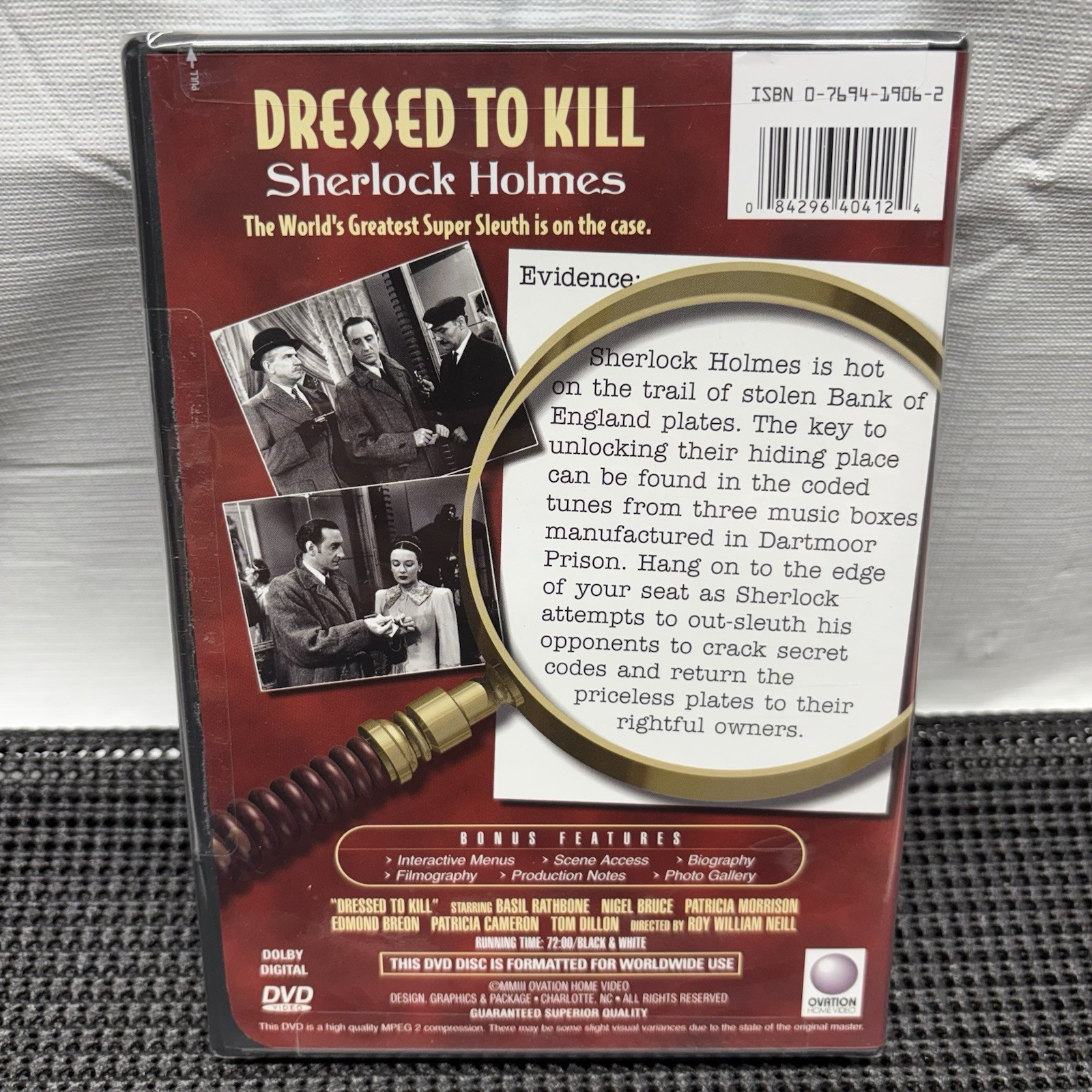 Sherlock Holmes Dressed To Kill DVD Basil Rathbone & Nigel Bruce BRAND NEW