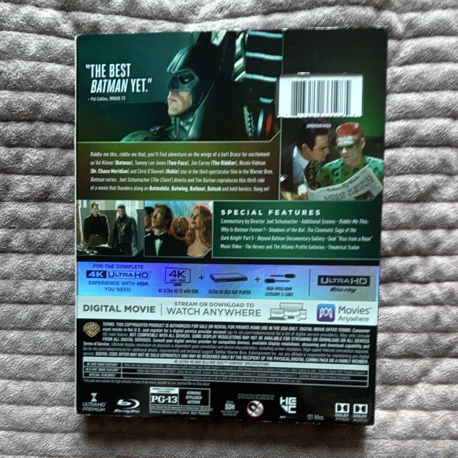 Batman Forever 4K No digital code, slipcase shows minor wear