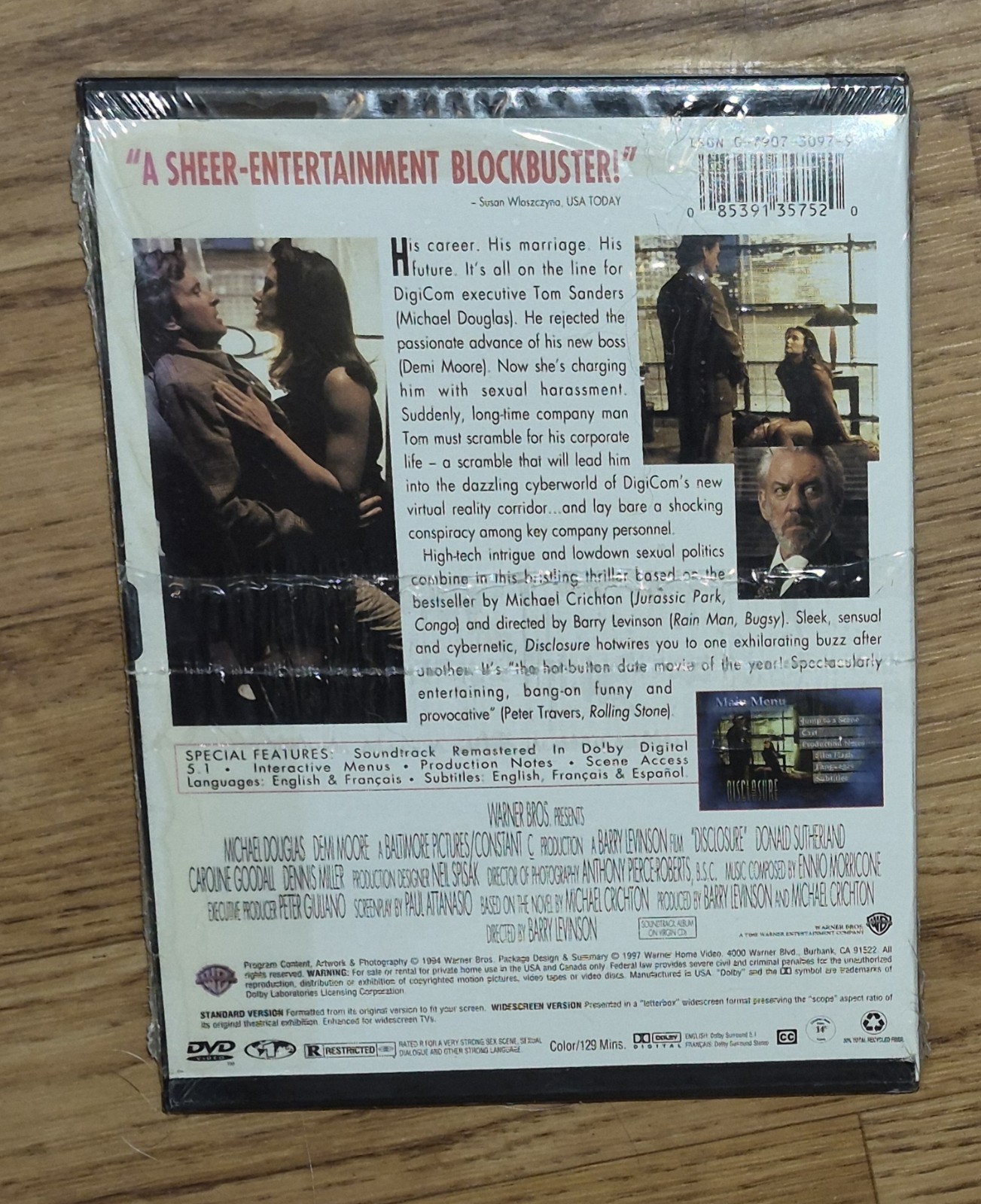 Disclosure [CC] (DVD, 1997, Full & Widescreen) Michael Douglas/Demi Moore!