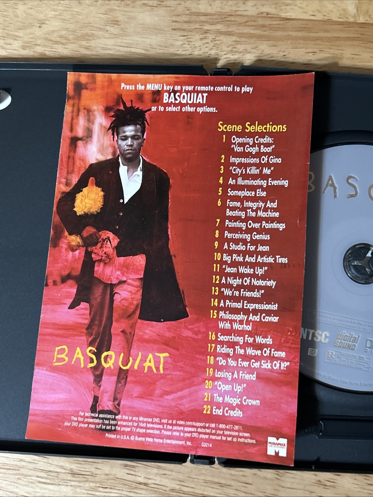 BASQUIAT~DVD~Jeffrey Wright~Hopper~Oldman~David Bowie as Andy Warhol~w/Insert
