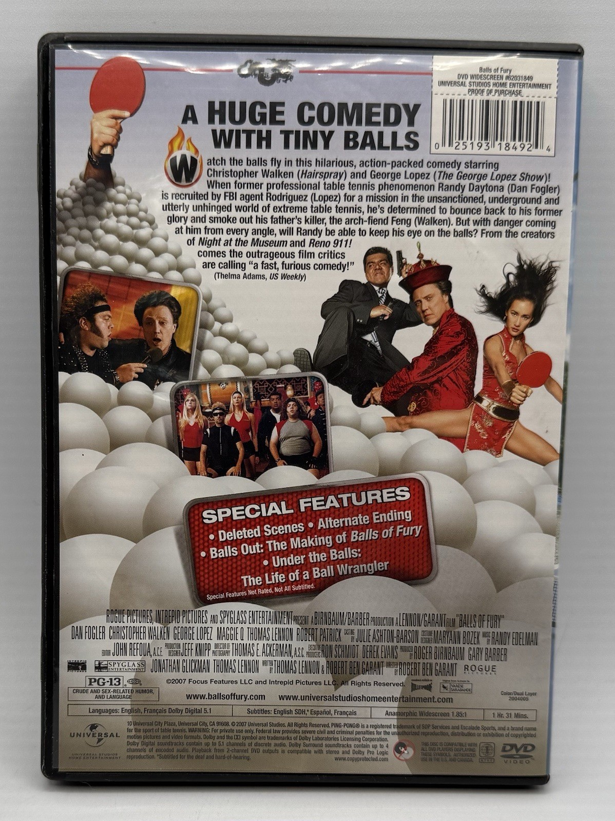 Balls of Fury Widescreen Edition Christopher Walken George Lopez 2007