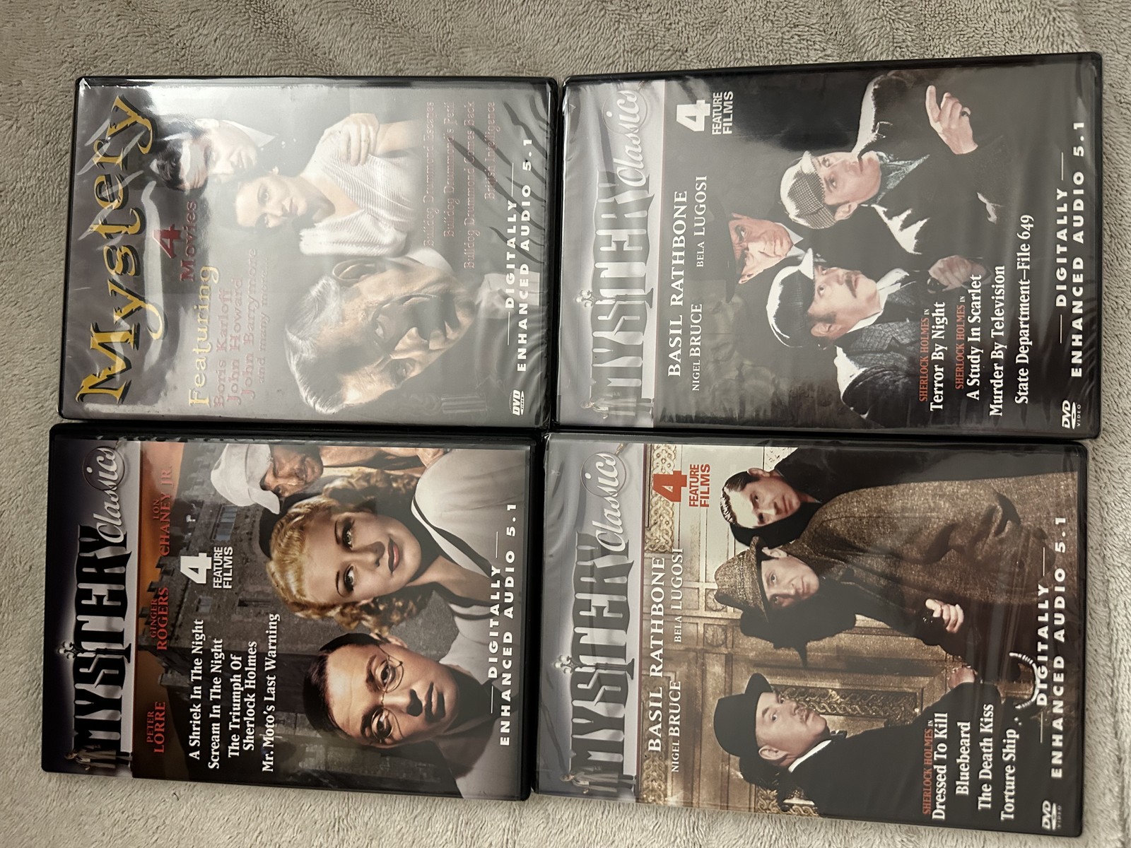 Mystery Classics DVD Set 16 Films Basil Rathbone Sherlock Holmes Lugosi Karloff