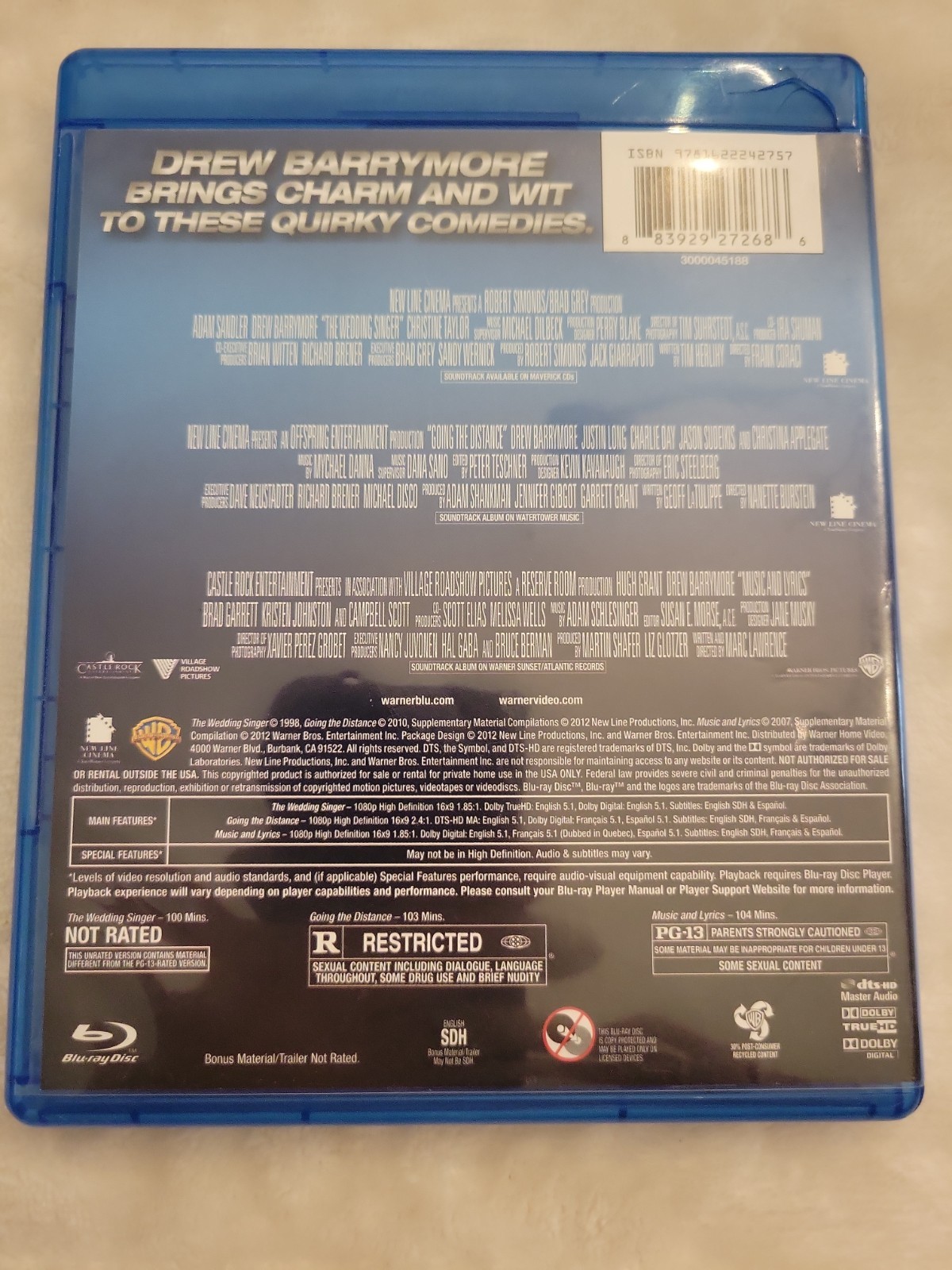 The Wedding Singer, Going The Distance, Music And Lyrics Blu-ray Triple Feature