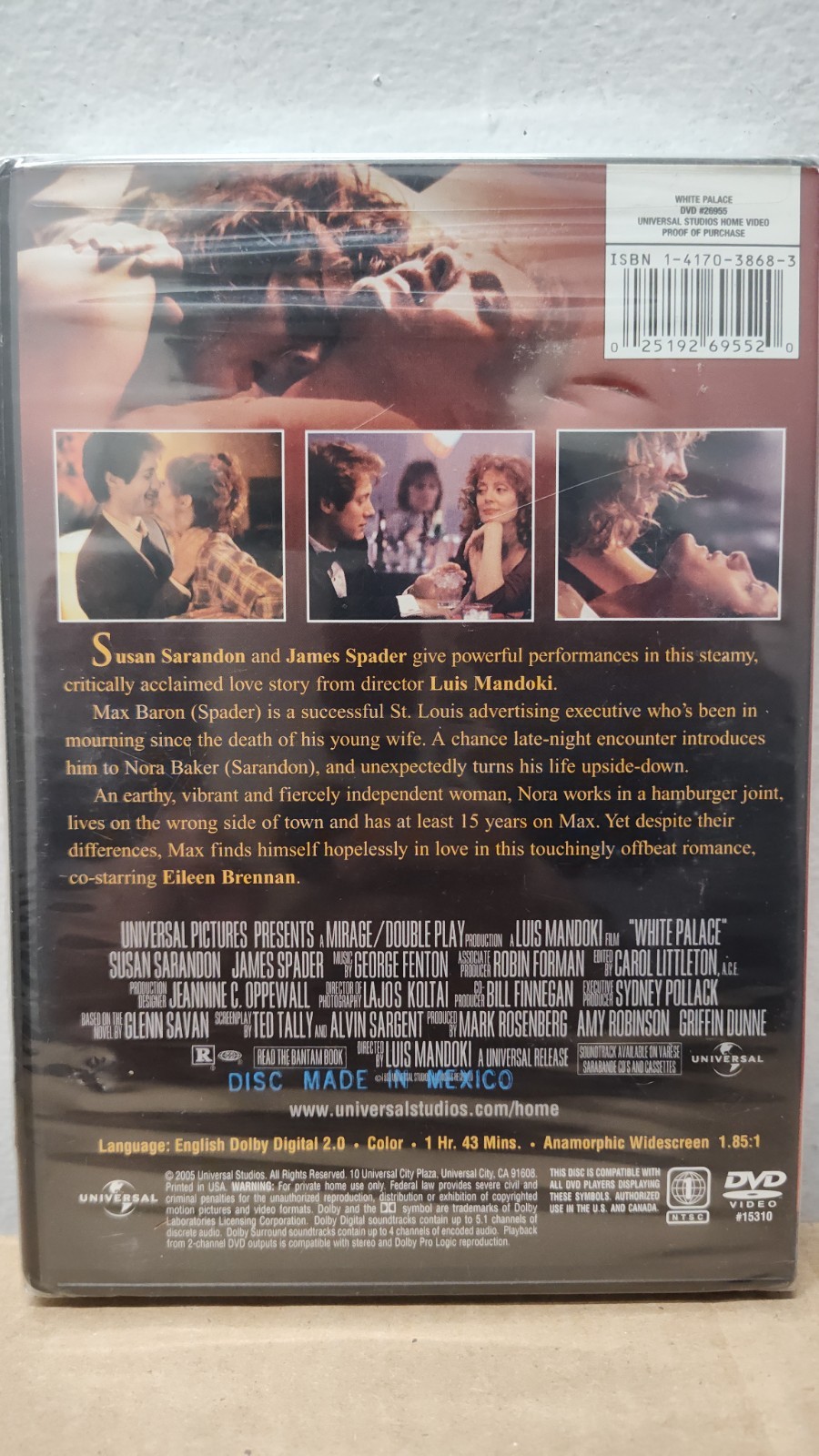 White Palace DVD Movie [NEW] 1990s Romance Widescreen Region 1 NTSC