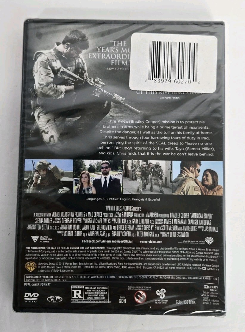 American Sniper DVD 2014 New And Sealed