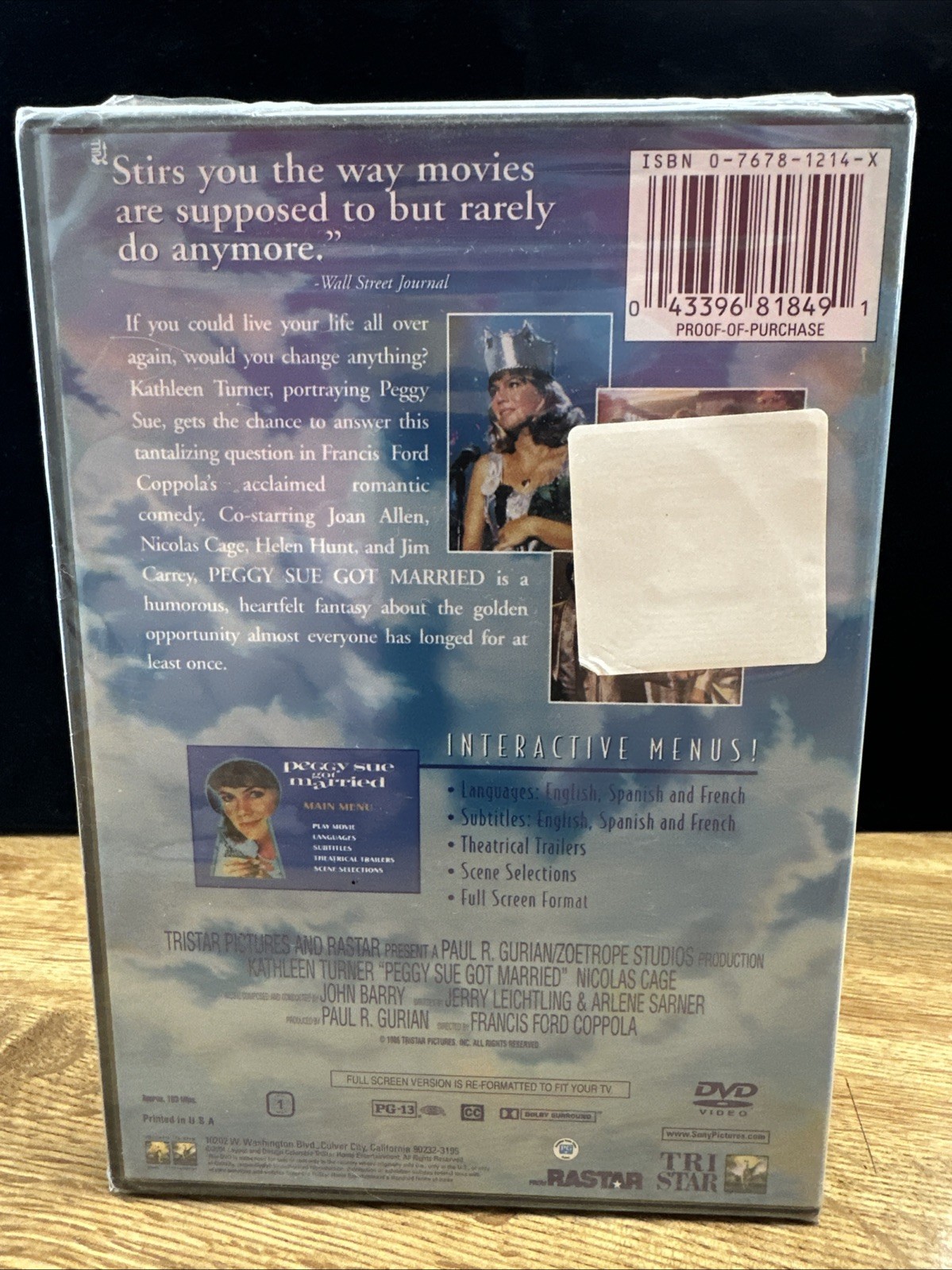 New Sealed DVD Peggy Sue Got Married 1986 Kathleen Turner Nicolas Cage 1998