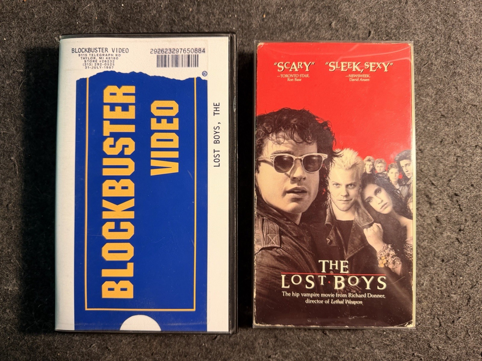 The Lost Boys VHS movie. FULL LENGTH SCREENING COPY. Rare screener. Blockbuster