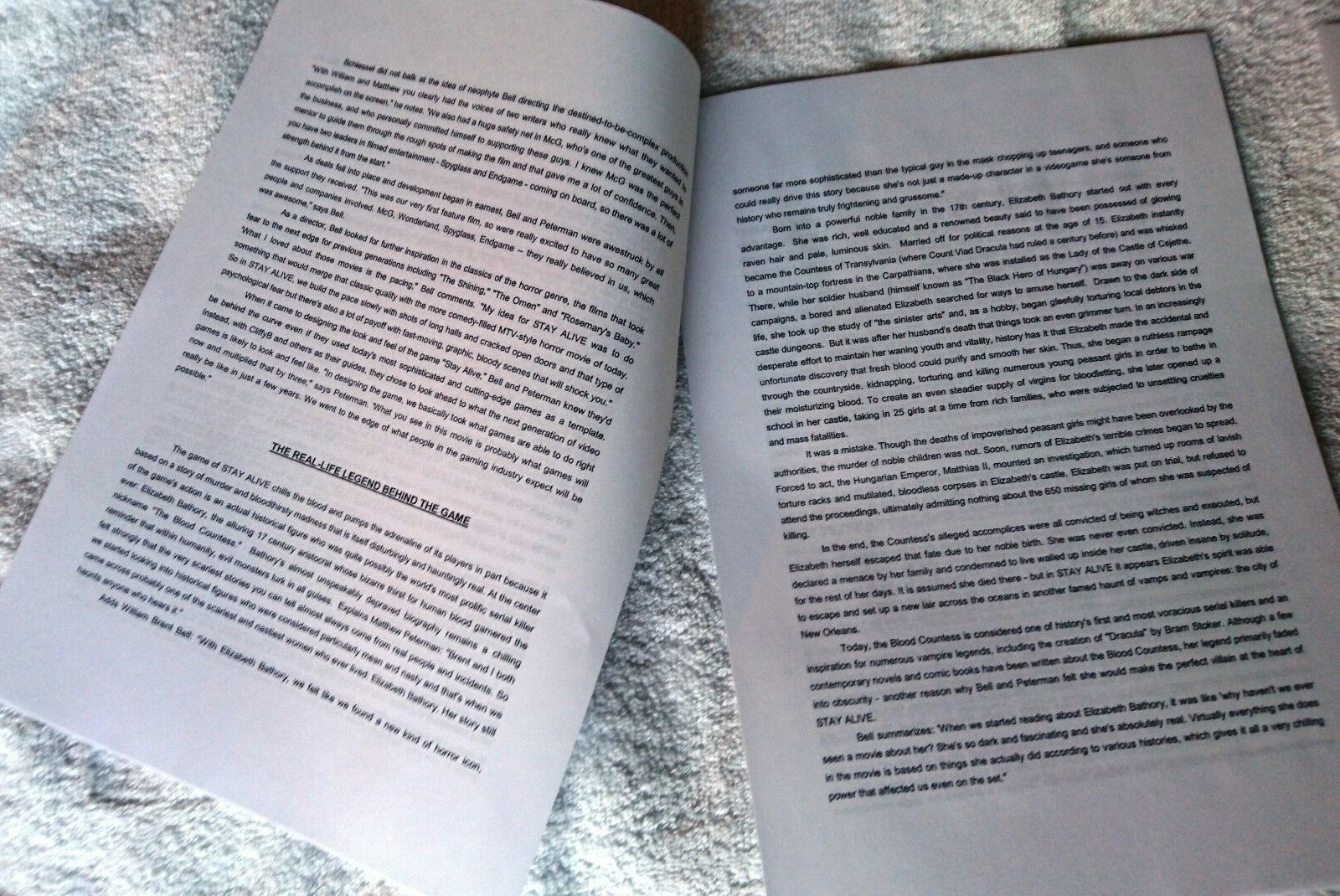 Stay Alive Premier Press Pack Media Kit Production Notes