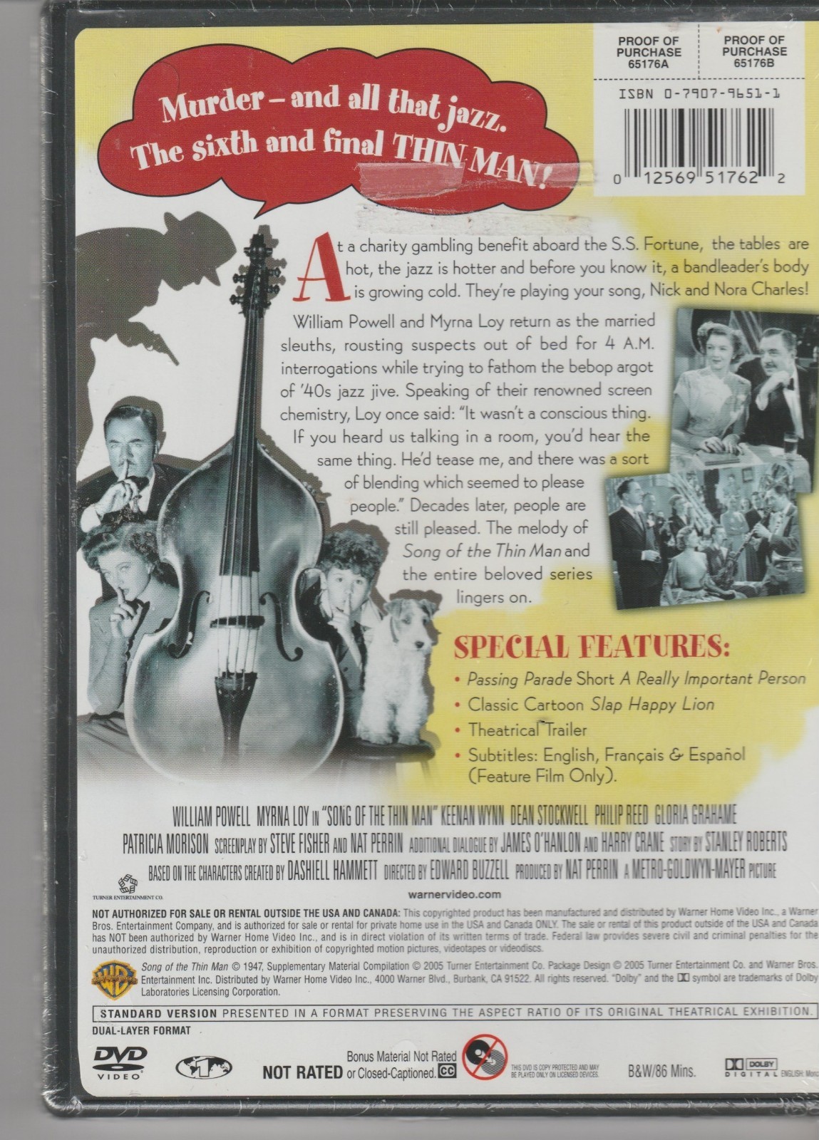 Song of the Thin Man (DVD, 1947) BRAND NEW SEALED ***Free Shipping***