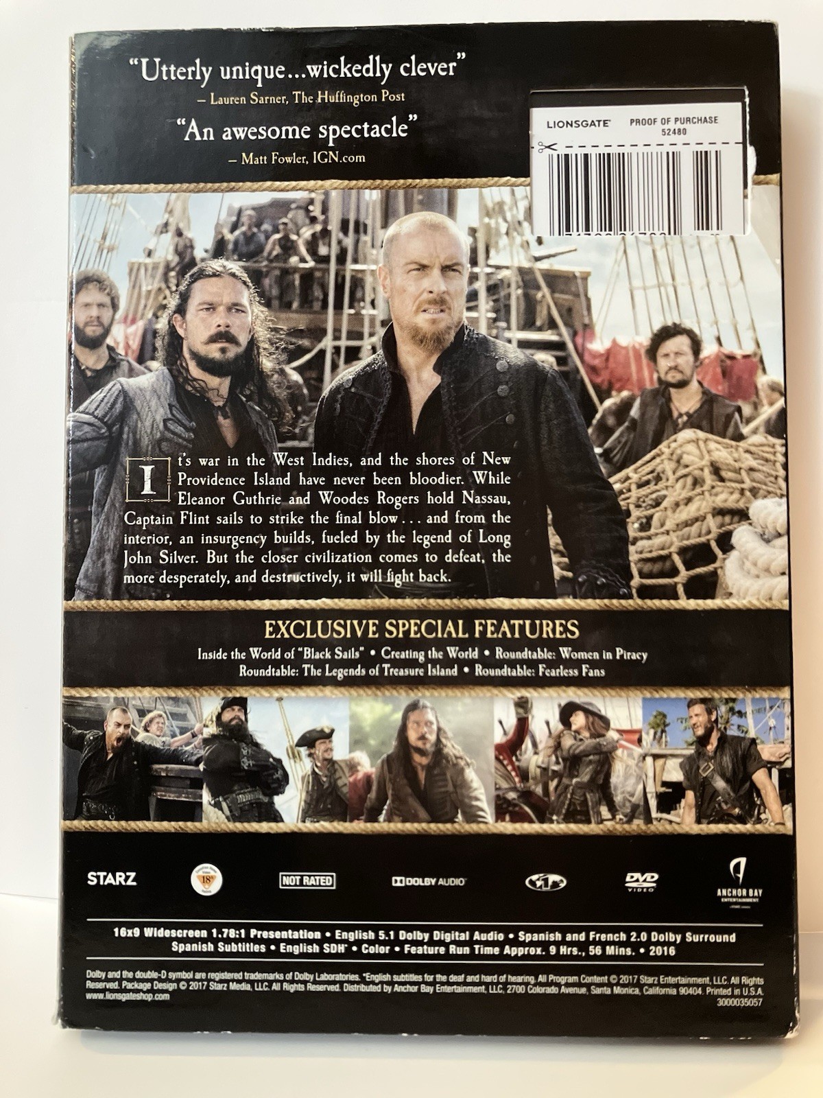 Black Sails The Complete Fourth Season DVD 3-Disc Set Starz Season 4