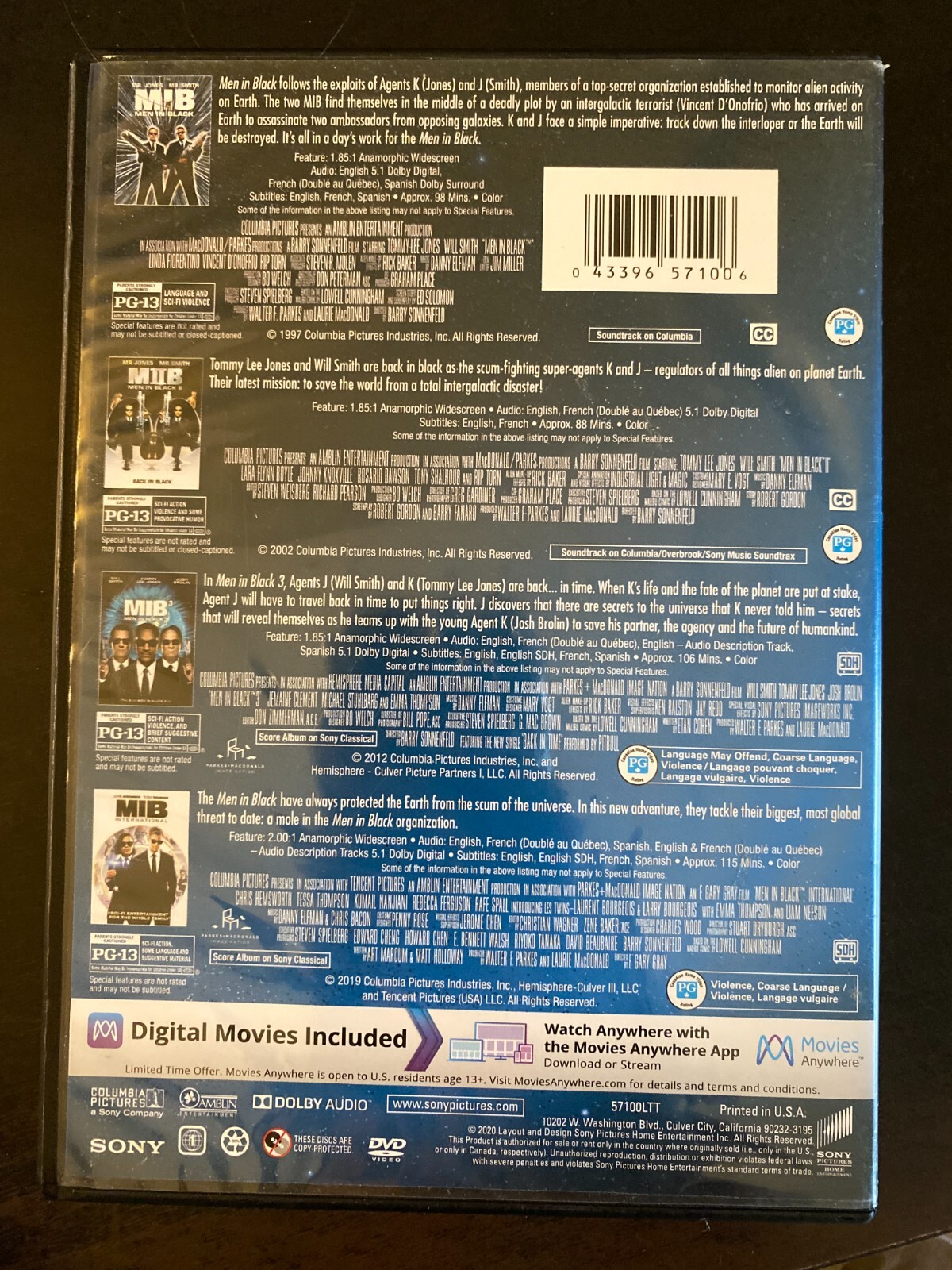 Movie Lot: Men In Black 1-3 (1997/2002/2012, DVD in box)