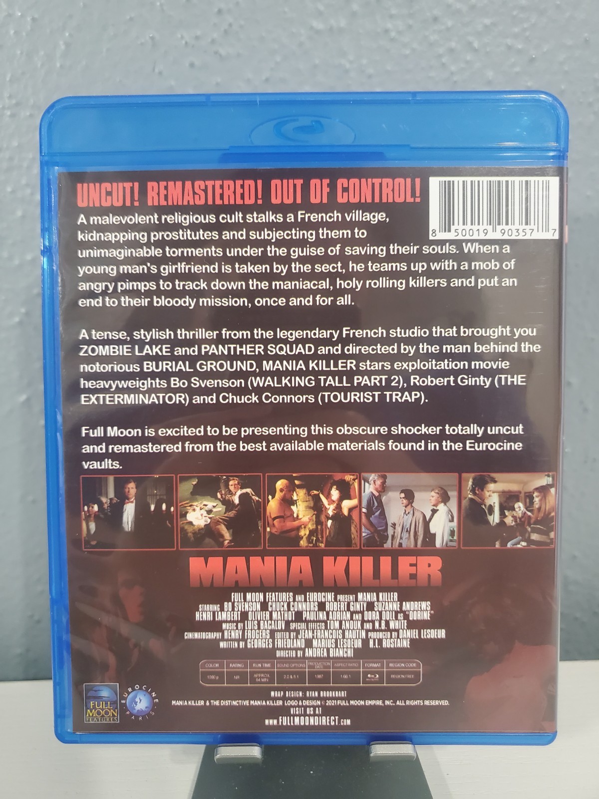 Mania Killer (Blu-ray, 1987, Widescreen) Full Moon Features Bo Svenson Used VG