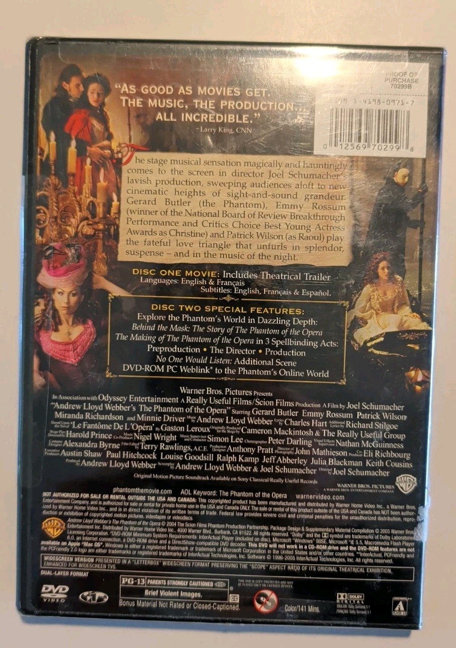 The Phantom of the Opera (DVD, 2004, 2-Disc Special Edition) BRAND NEW