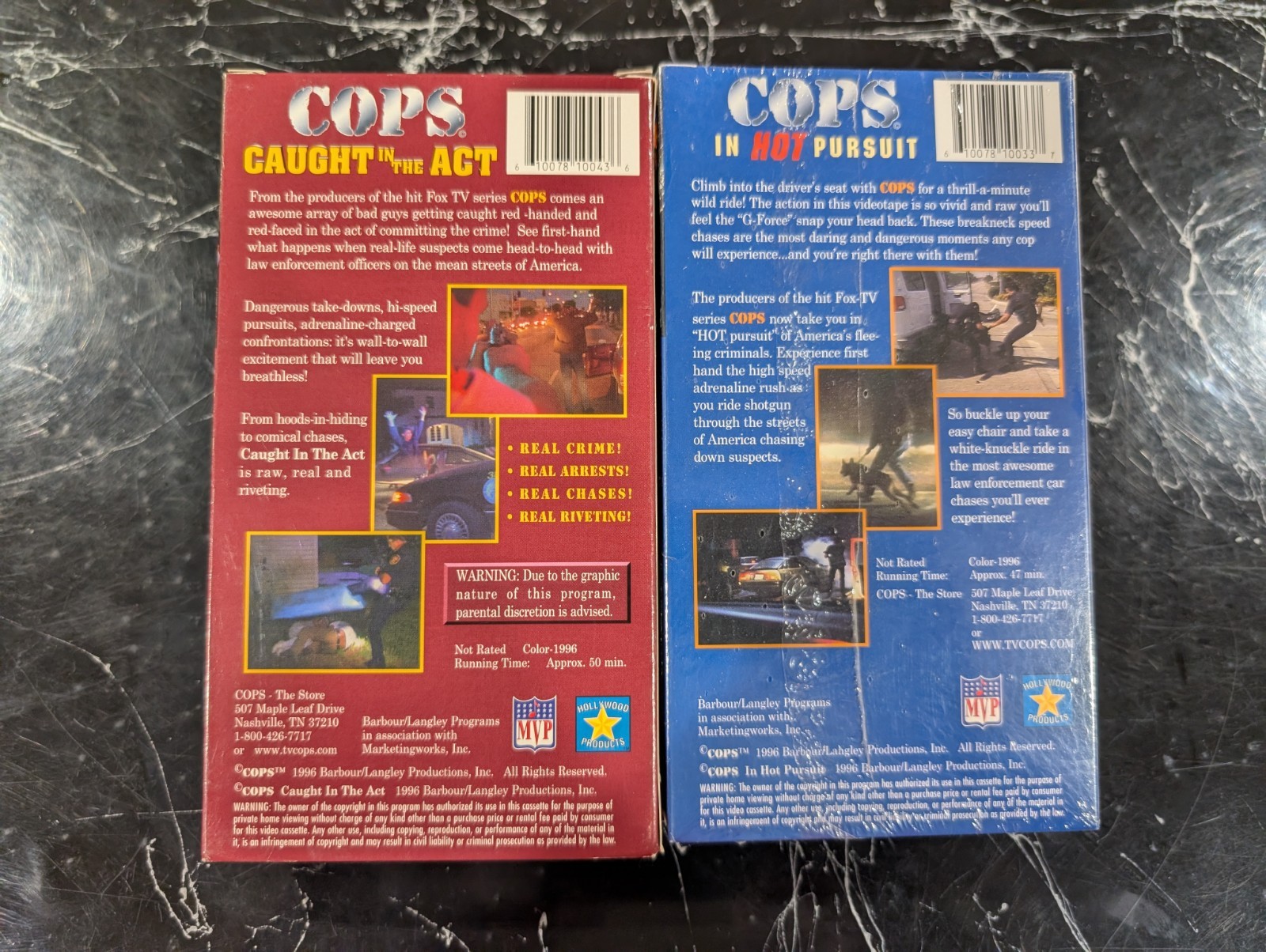 COPS Caught in the Act / In Hot Pursuit VHS 1996 NTSC Full Screen NR