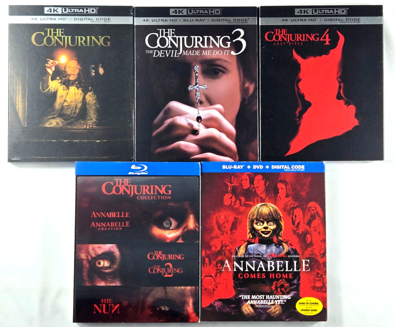 Conjuring 1+3+4 4K/Annabelle 1-3/La Llorona/The Nun Bluray+LENTICULAR SLIP COVER