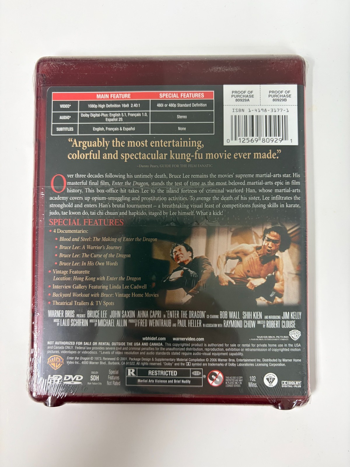 NEW Enter the Dragon HD-DVD 2006 WB Watermark Plastic SEALED