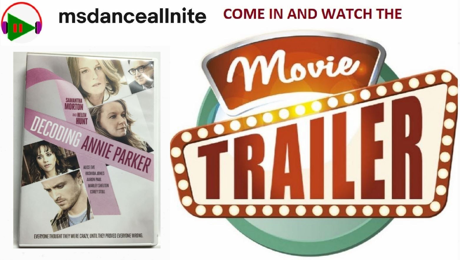 Decoding Annie Parker [2013] (DVD,2014,Widescreen) Helen Hunt, Great Shape!