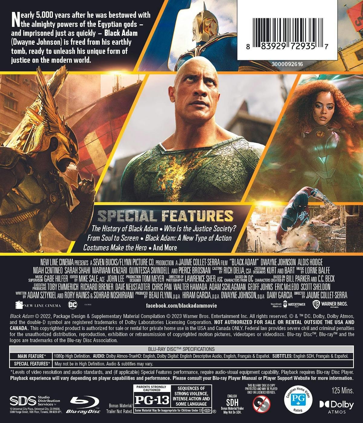 Black Adam Blu-ray Dwayne Johnson NEW