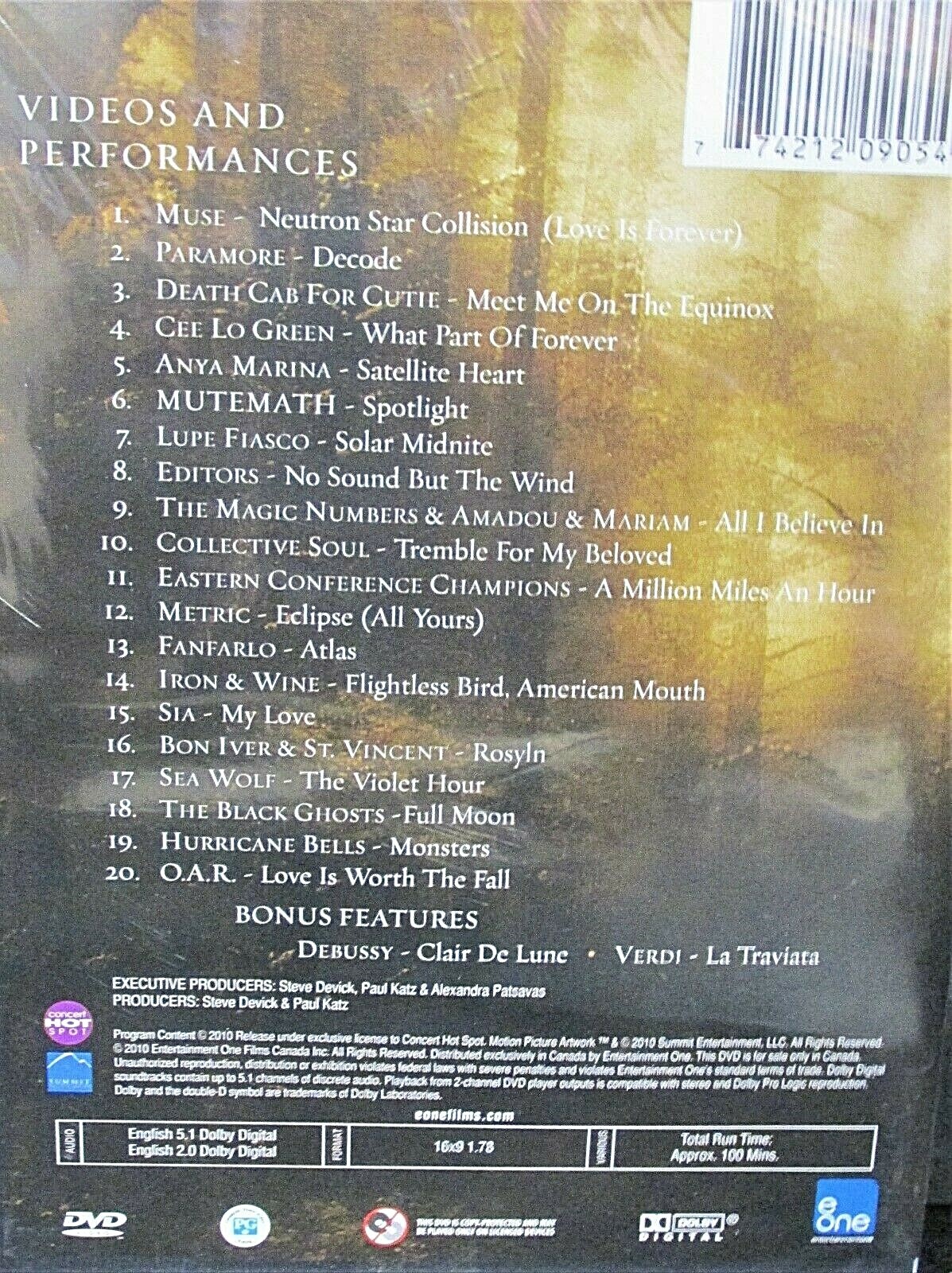 Music from The Twilight Saga Soundtracks DVD,`Muse,Collective Soul,Paramore,OAR
