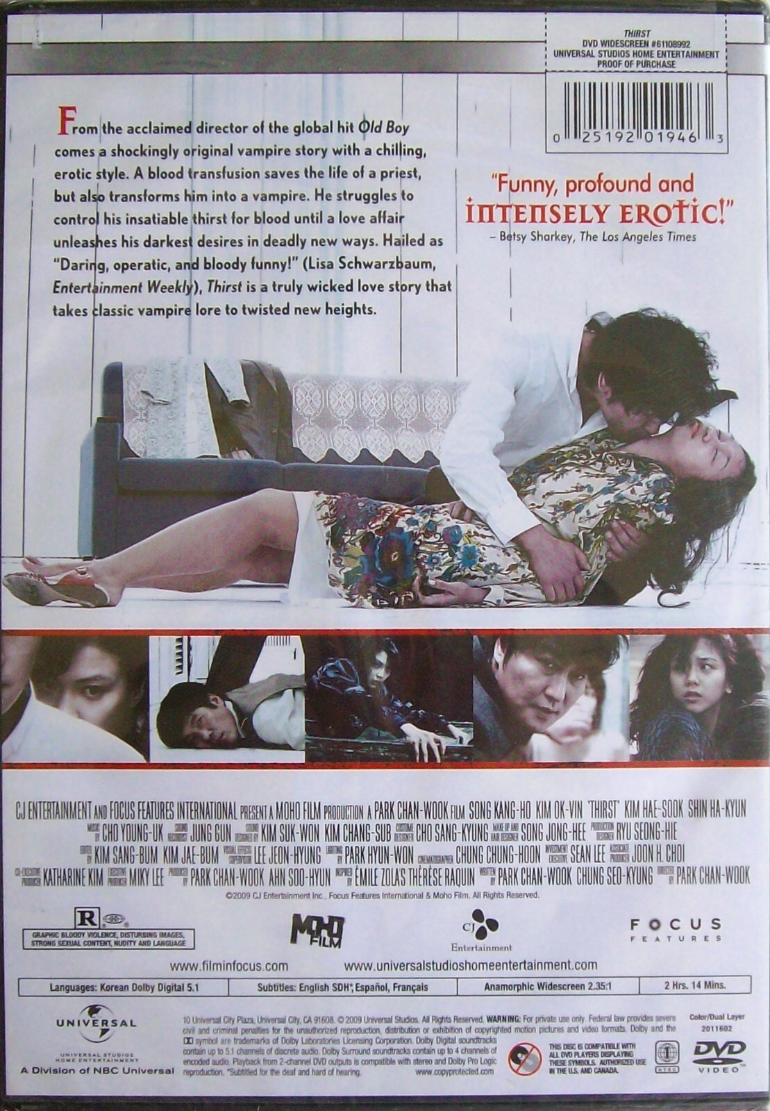 Thirst By Park Chan-Wook: A Mad Love Story (DVD, 2009) Kim Hae-Sook