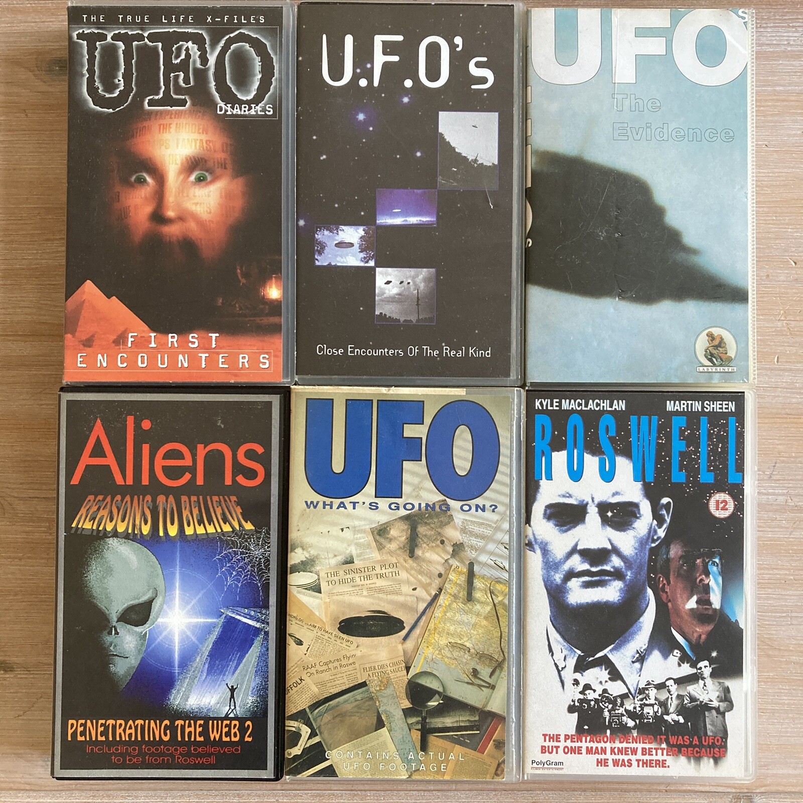 JOB LOT X6 UFO Alien VHS Cassette Tapes Conspiracy Roswell Extraterrestrial