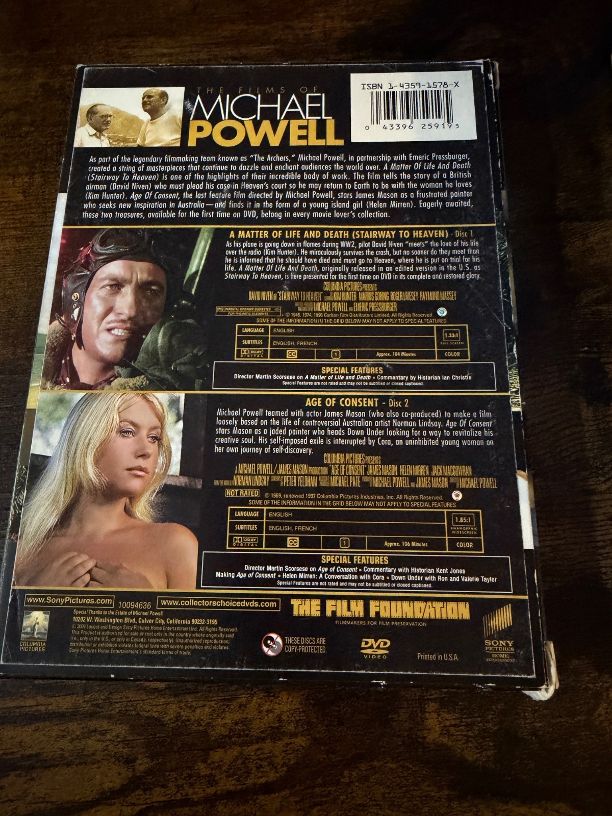 The Collector’s Choice Films of Michael Powell Helen Mirren 2-Disc DVD USED