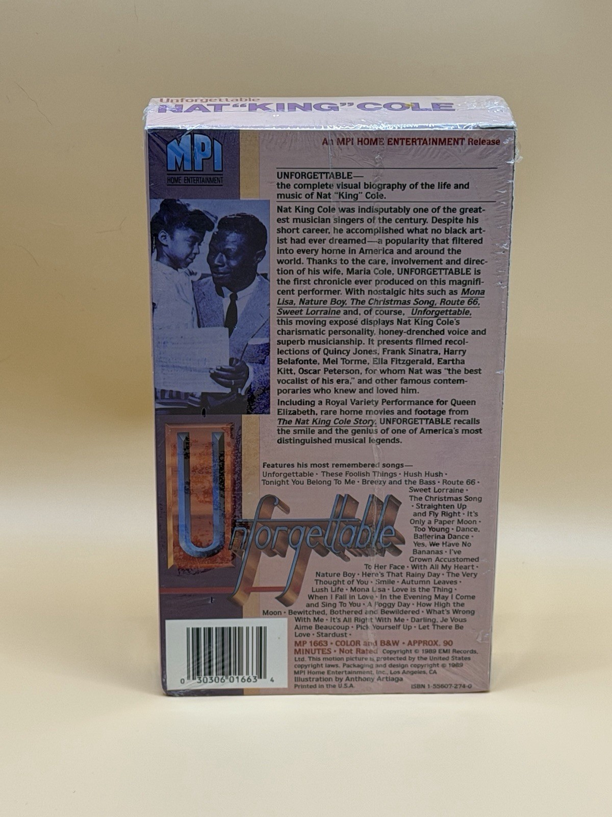 Nat King Cole Unforgettable (VHS, 1989) SEALED NEW Visual Biography Of His Life