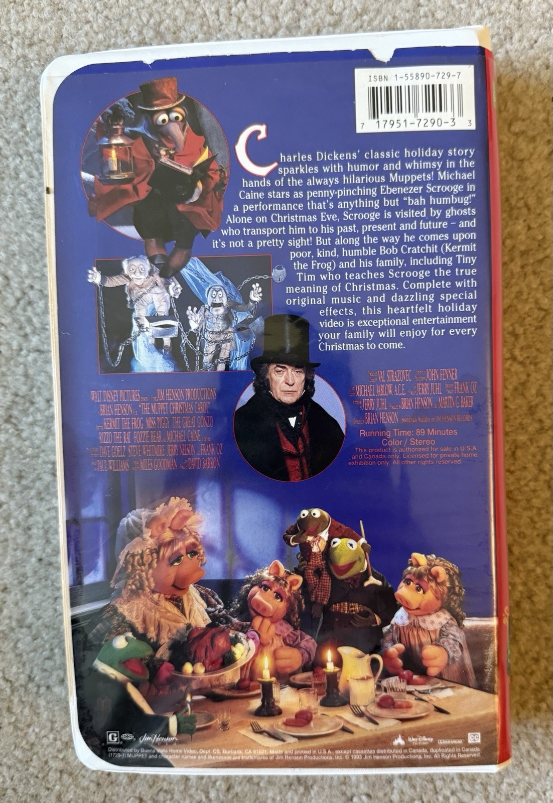 The Muppet Christmas Carol VHS PAL Rare 1993 Clamshell Jim Henson Disney USA