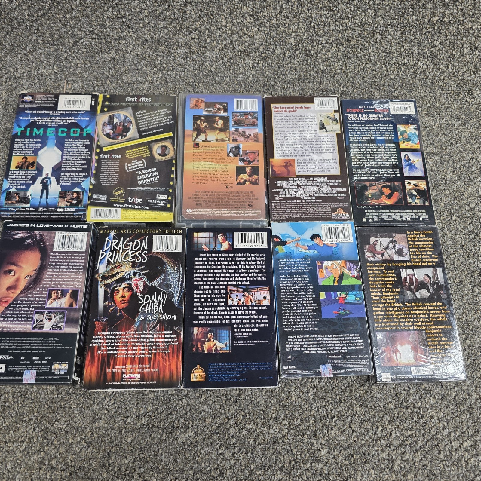Vintage VHS Movie Lot ( Martial Arts ) Bruce Lee, VAN DAMME, JACKIE CHAN….