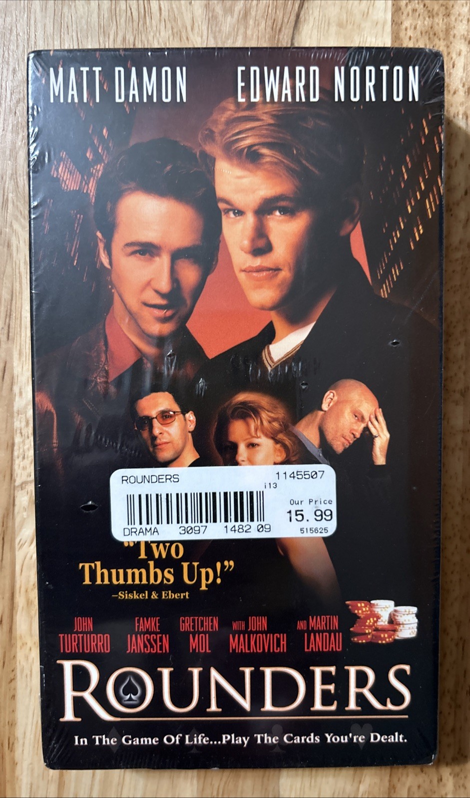 ROUNDERS ~VHS 1997~Matt Damon~Edward Norton~John Turturro / Malkovich~SEALED NEW
