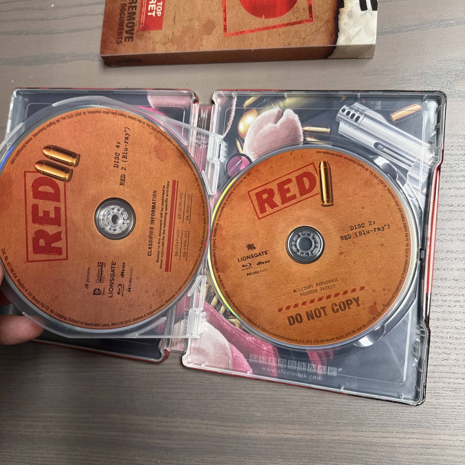 Red & Red 2 Film Collection Steelbook 4K Ultra HD Blu-Ray 4 Disc Set Tested