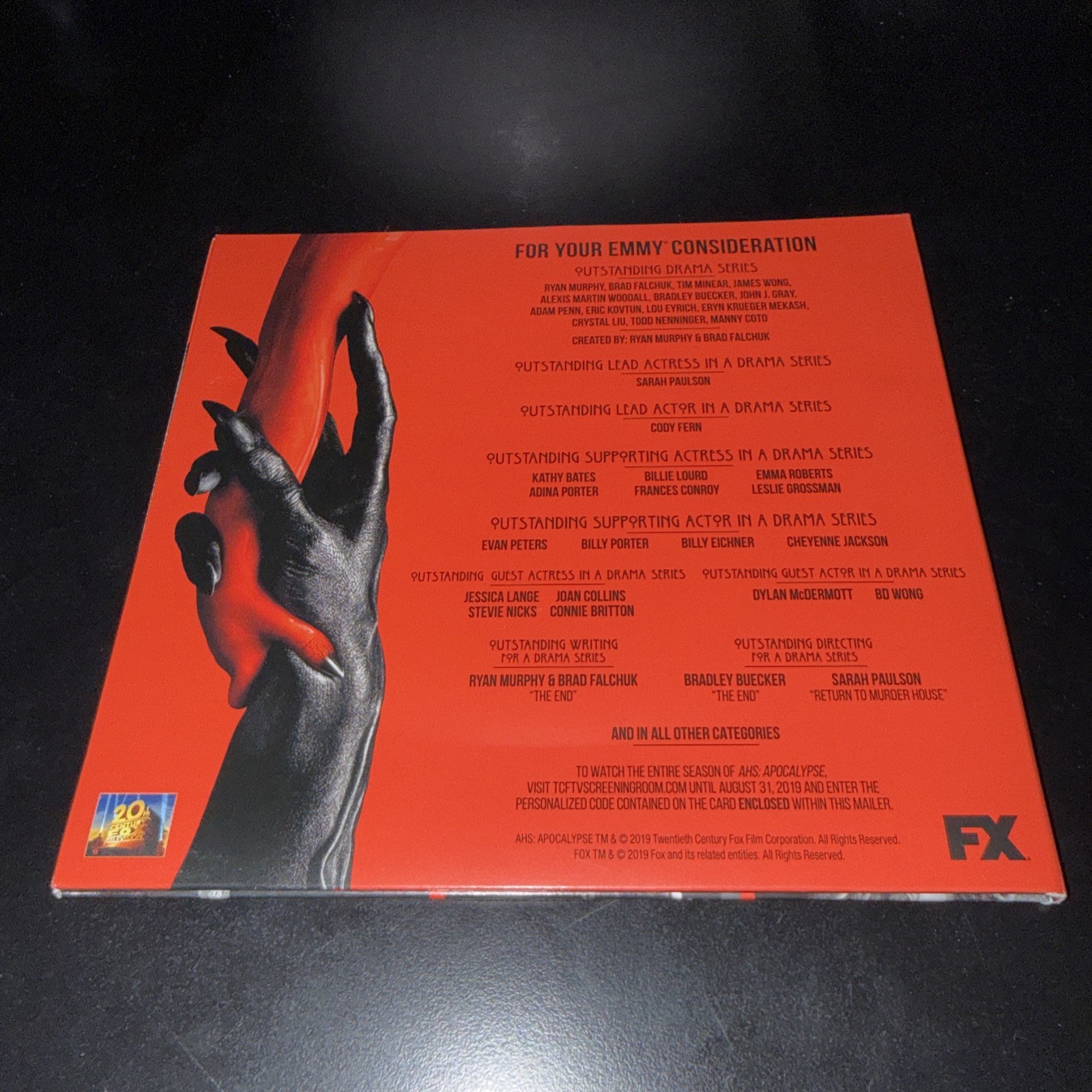 AMERICAN HORROR STORY APOCALYPSE DVD 2019 Emmy FYC FX Paulson Kathy Bates AHS