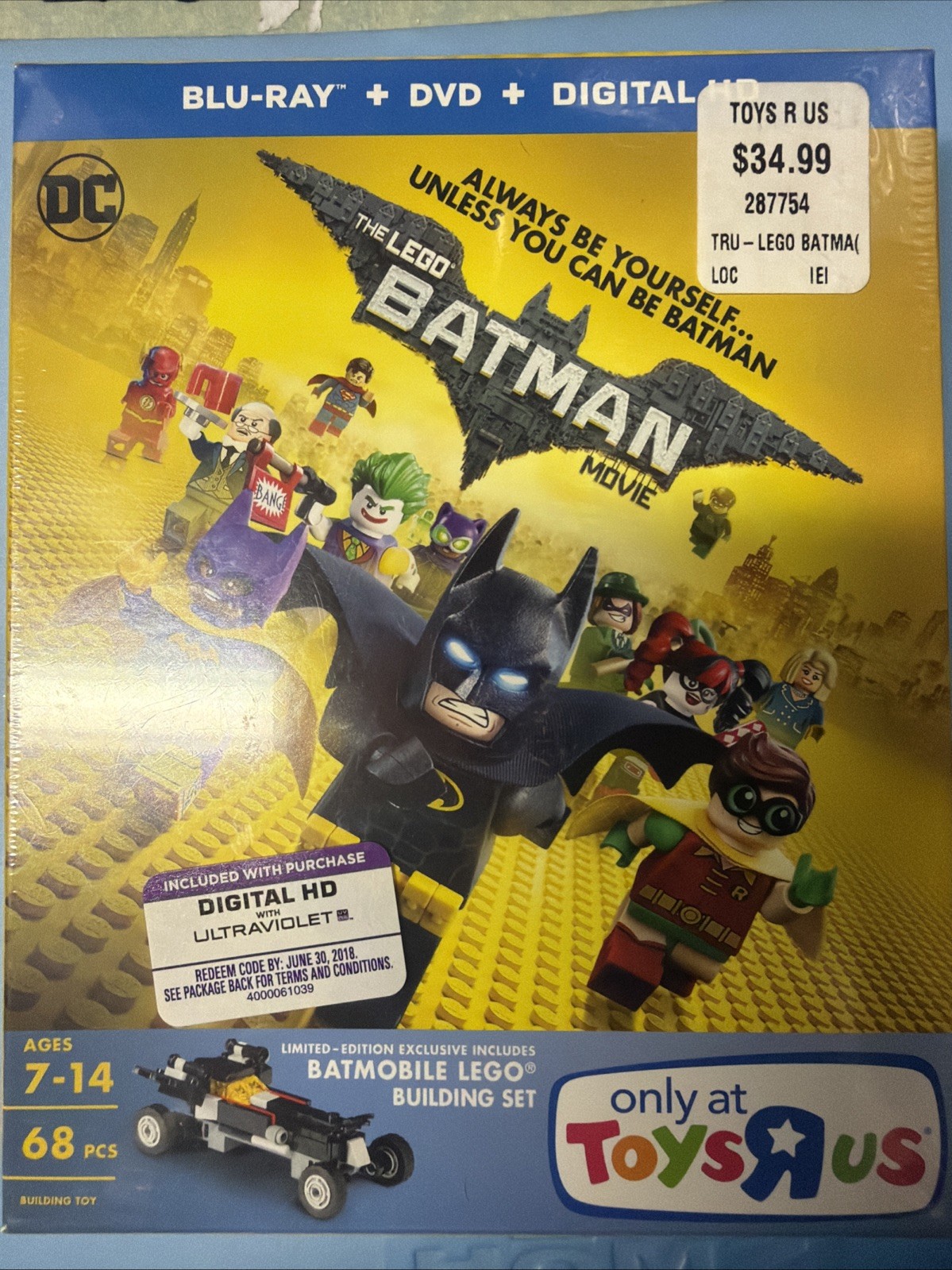 The Lego Batman Movie Blu Ray DVD Batmobile Building Set Toys Rus, New , Sealed