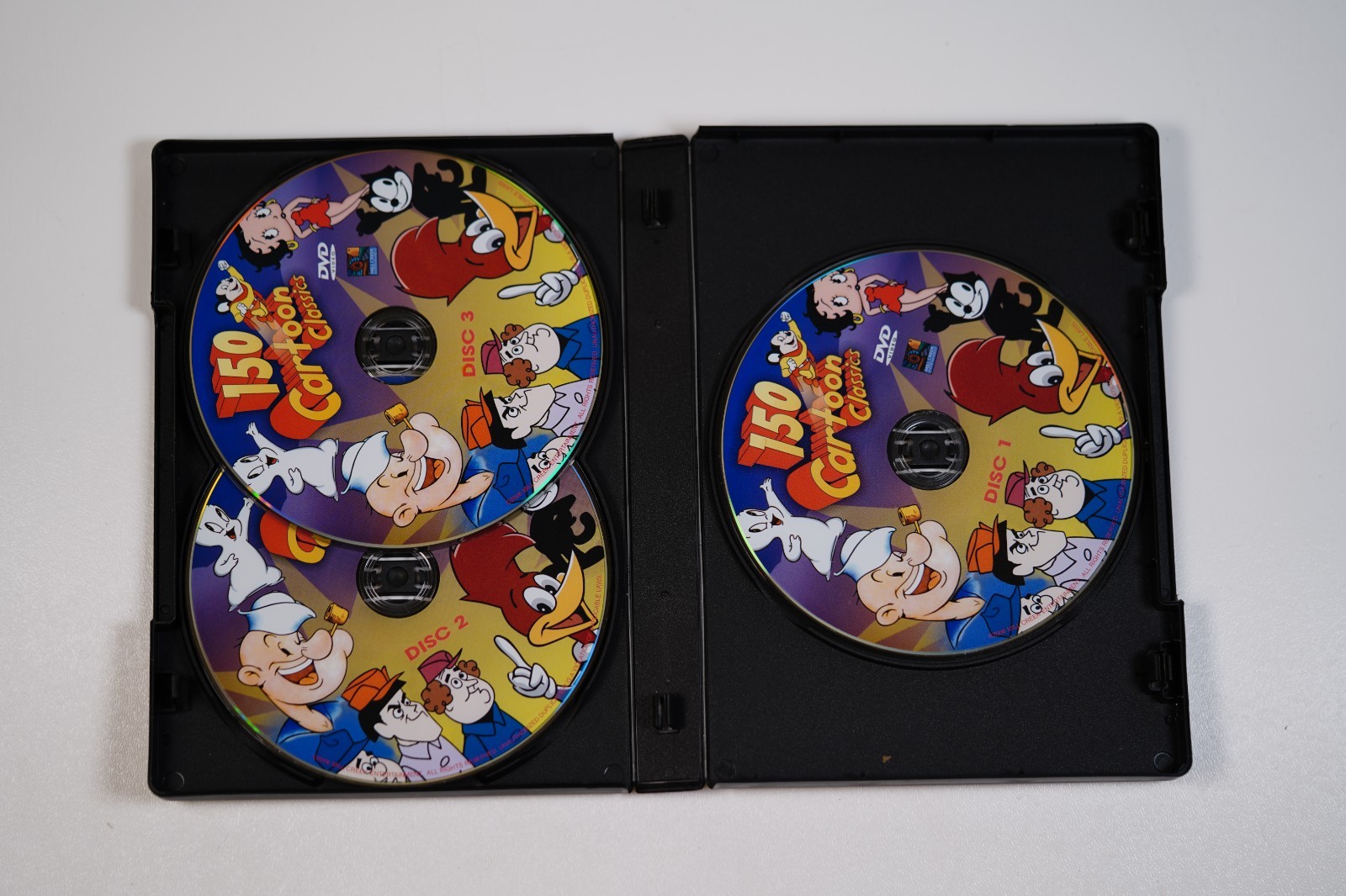 150 Cartoon Classics (DVD, 2006, 3-Disc Set) Popeye Betty Boop Casper Felix
