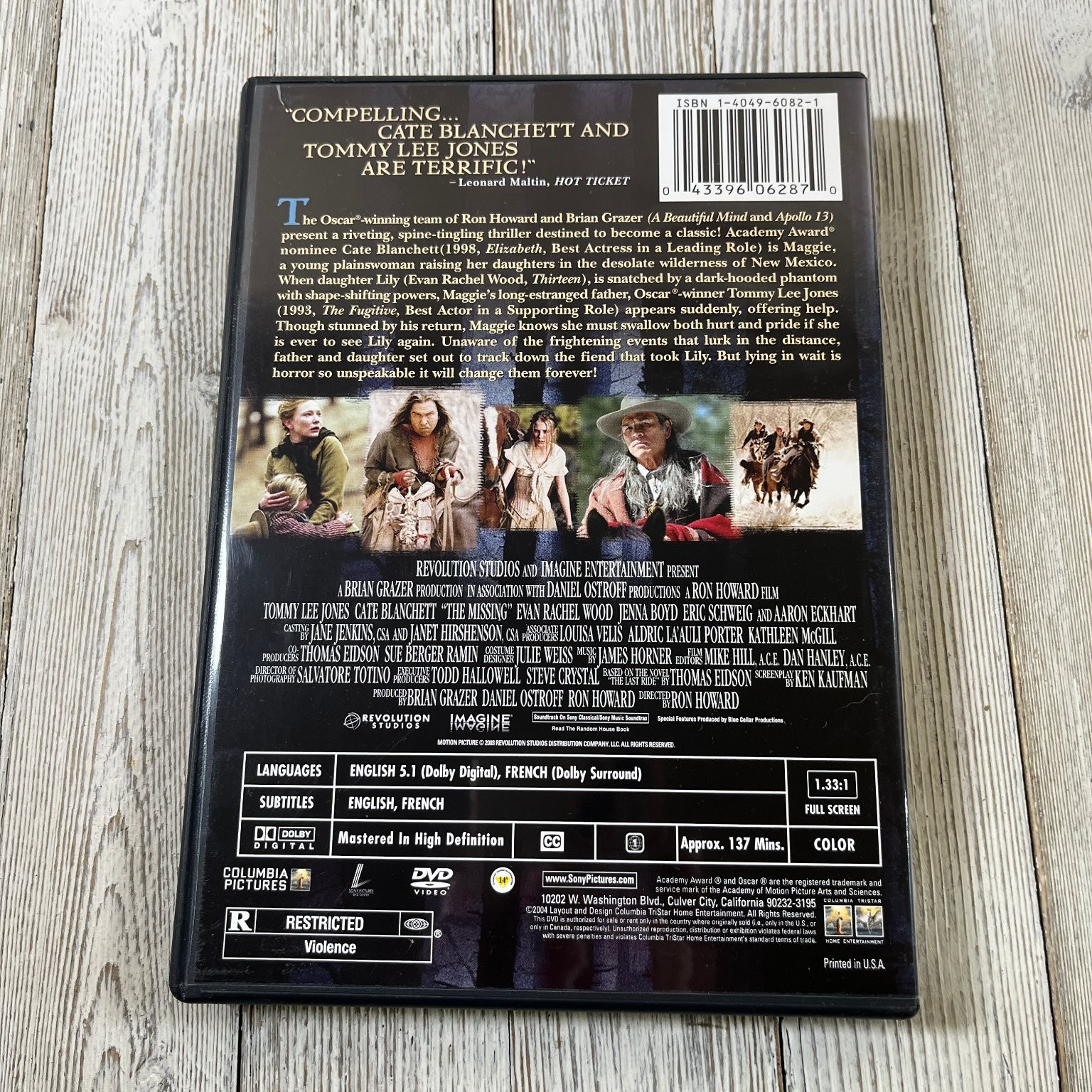 The Missing DVD 2004 Full Screen Ron Howard Tommy Lee Jones Cate Blanchett