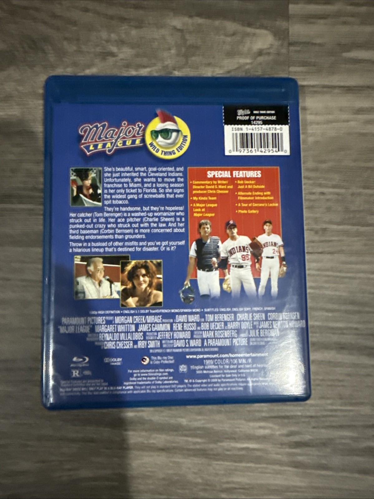 Major League (1989) Wild Thing Edition *Blu Ray* Charlie Sheen Tom Berenger